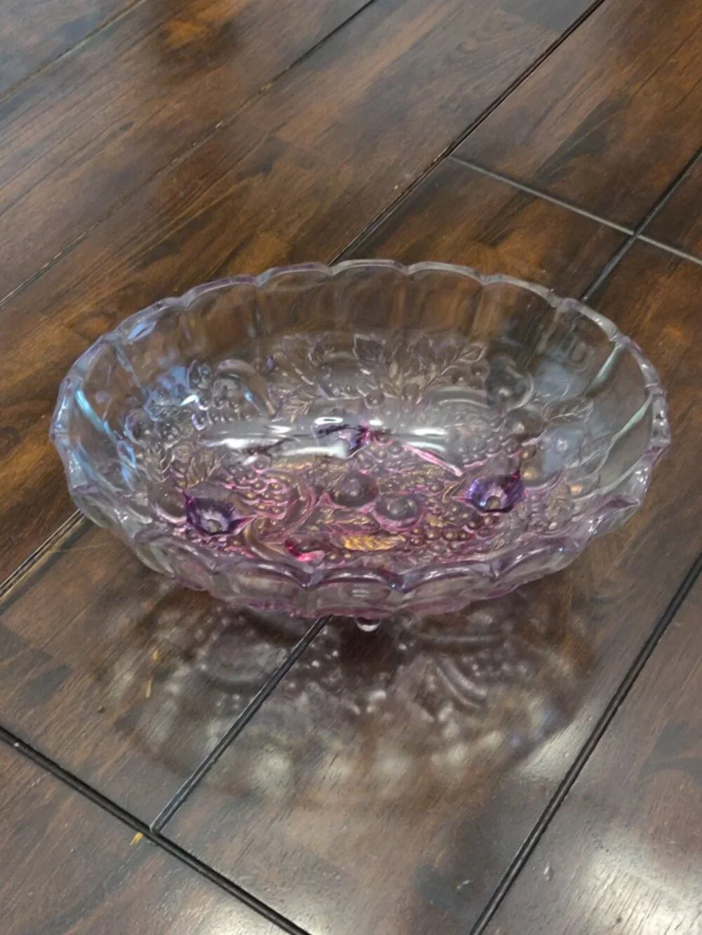 Indiana Glass Vintage Pink Glass Footed Oval Fruit Bowl
